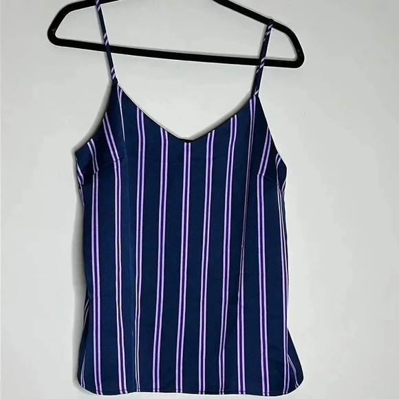 NWT Banana Republic Navy Blue Purple Striped Essential Cami Camisole Tank Top S - Picture 5 of 7